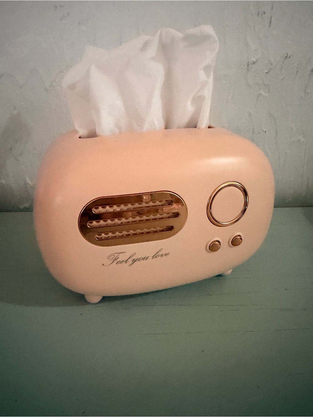 Retro Radio Tissue Box Holder Pink & Rose Gold Home Decor - Picture 6 of 8
